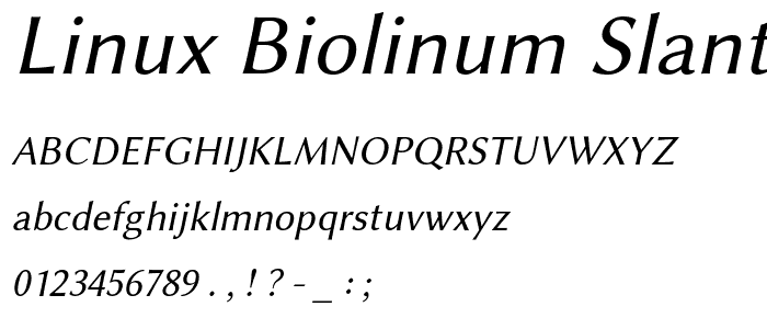 Linux Biolinum Slanted font